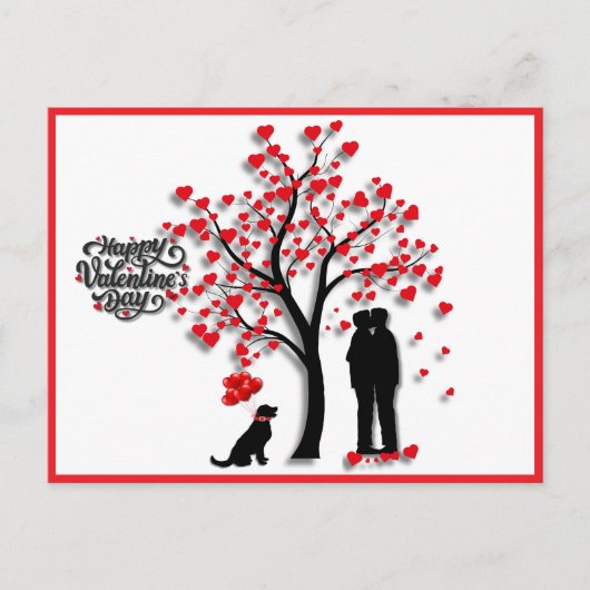 Romantische hartboom mannelijk paar feestdagenkaart (Voorkant)
