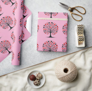Romantische Hartboom Watercolor Illustratie Cadeaupapier