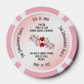 Romantische harten betrokkenheid feestuitnodiging poker chips (Achterkant)