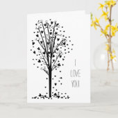 Romantische harten boom liefde kaart (Gele Bloem)