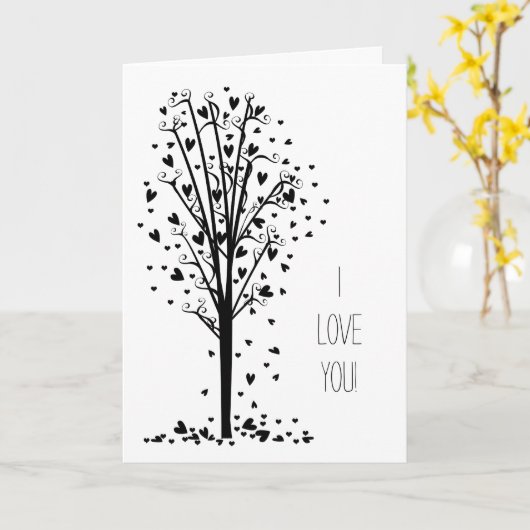 Romantische harten boom liefde kaart (Gele Bloem)