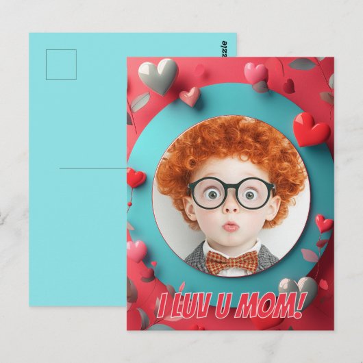 Romantische harten circulair briefkaart (Voorkant / Achterkant)