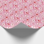 Romantische Harten en Bloemen Diamond Wrapper Cadeaupapier (Hoek)