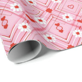 Romantische Harten en Bloemen Diamond Wrapper Cadeaupapier (Rol Hoek)