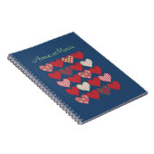 Romantische harten en Rozen op Blue Spiral Notitie Notitieboek (Rechterzijde)