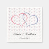 Romantische Harten Grafisch Zij Hij Roze Blauw Servet (Voorkant)