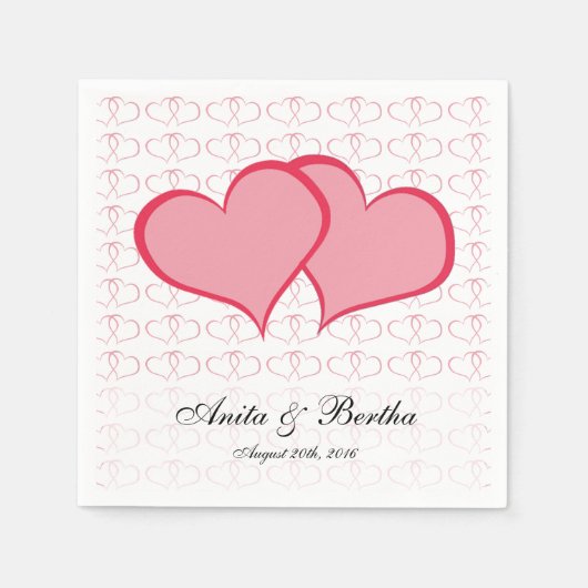 Romantische harten Graphical ze roze Servet (Voorkant)