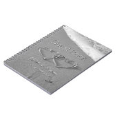 Romantische harten in het zandstrandtrouwgastenboe notitieboek (Linkerzijde)