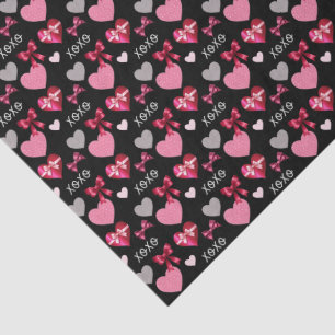 Romantische harten, linten en XOXO-patroon Tissuepapier