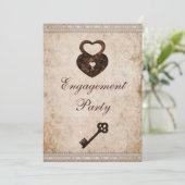 Romantische Harten Lock en Key Engagement Party Kaart (Staand voorkant)