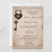 Romantische Harten Lock en Key Engagement Party Kaart (Achterkant)