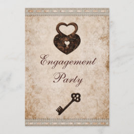Romantische Harten Lock en Key Engagement Party Kaart