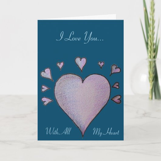 romantische harten met liefde vers voor valentijne kaart (Voorkant)