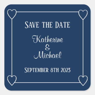 Romantische harten Modern Donkerblauw Eenvoudige b Vierkante Sticker