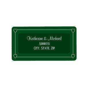 Romantische harten Modern Donkergroen Eenvoudige b Etiket
