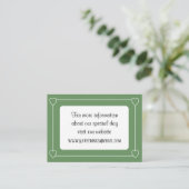 Romantische harten Modern groen en wit bruiloft Informatiekaartje (Staand voorkant)