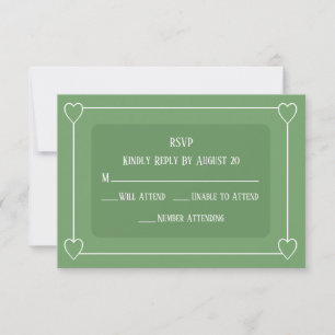 Romantische harten Modern licht groen eenvoudige b RSVP Kaartje