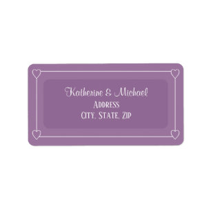 Romantische harten Modern licht Paarse eenvoudige  Etiket