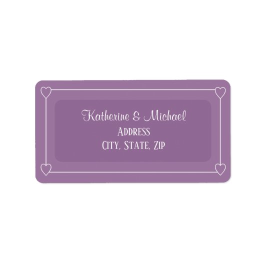 Romantische harten Modern licht Paarse eenvoudige  Etiket (Voorkant)