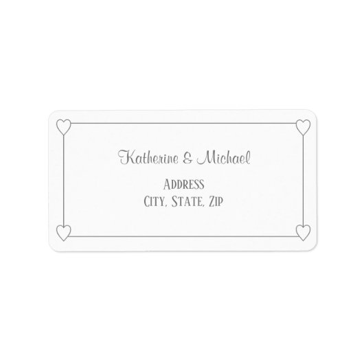 Romantische harten Modern Wit Eenvoudige bruiloft Etiket (Voorkant)