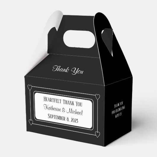 Romantische harten Moderne zwart-wit bruiloft Bedankdoosjes (Voorkant Zijde)