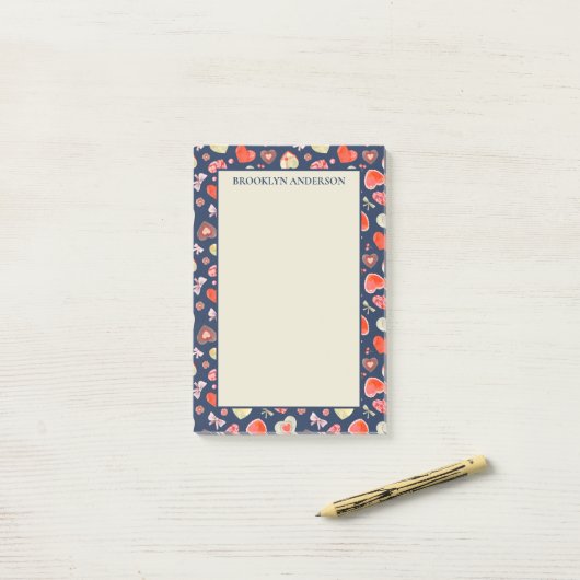 Romantische harten post-it® notes (Op bureau)