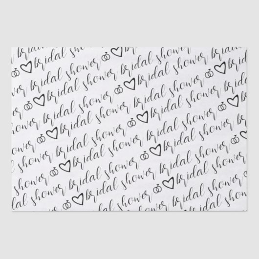 Romantische harten ringen zwart patroon bruiloft tissuepapier (Voorkant)