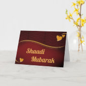 Romantische harten rood en goud Shaadi Mubarak Kaart (Gele Bloem)