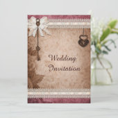 Romantische Harten Sloten en Sleutels Bruiloft Kaart (Staand voorkant)