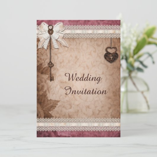 Romantische  Harten Sloten en Sleutels Bruiloft Kaart (Staand voorkant)