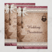 Romantische Harten Sloten en Sleutels Bruiloft Kaart (Voorkant / Achterkant)