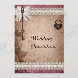 Romantische Harten Sloten en Sleutels Bruiloft Kaart