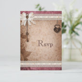 Romantische  Harten Sloten en Sleutels RSVP (Staand voorkant)