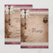 Romantische  Harten Sloten en Sleutels RSVP (Voorkant / Achterkant)