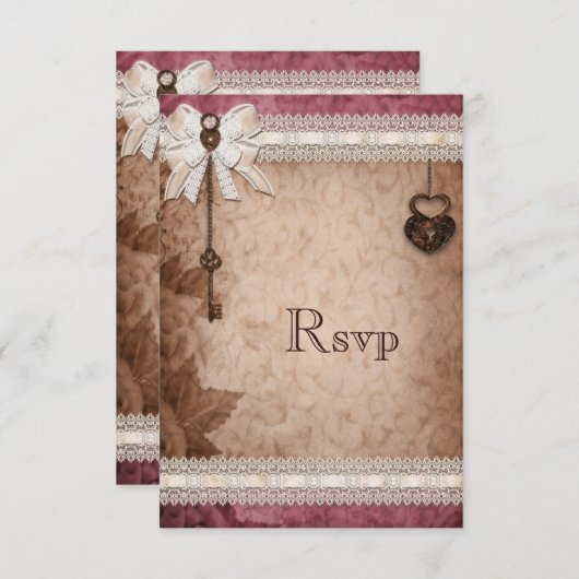Romantische  Harten Sloten en Sleutels RSVP (Voorkant / Achterkant)