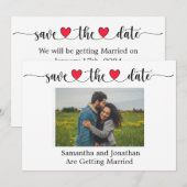Romantische harten Typografie Save the Date Kaart (Voorkant / Achterkant)