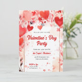 Romantische harten | Valentijnsdag Party Kaart (Staand voorkant)