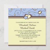 Romantische harten wervelingen blauw bruiloft uitn kaart (Voorkant)