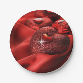 Romantische harten & zijden Valentijnsdagfeest Papieren Bordje