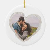 Romantische Hartframe Aangepaste Koppel Foto Keramisch Ornament (Achterkant)