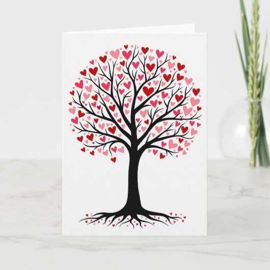 Romantische Hartjes Boom Kaart (Voorkant)