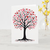 Romantische Hartjes Boom Kaart (Gele Bloem)