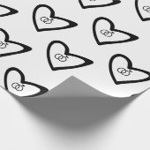 Romantische Hartjes Ringen Zwart Patroon Trouw Bru Cadeaupapier (Hoek)