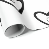 Romantische Hartjes Ringen Zwart Patroon Trouw Bru Cadeaupapier (Rol Hoek)