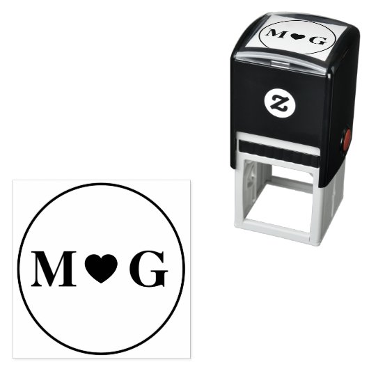 Romantische hartmonogram zelfinkende stempel voor  (In situ)