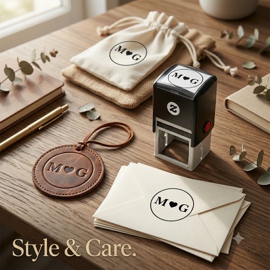 Romantische hartmonogram zelfinkende stempel voor