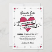 Romantische hartpijlen & lint save the date (Voorkant)