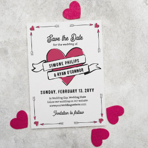 Romantische hartpijlen & lint save the date