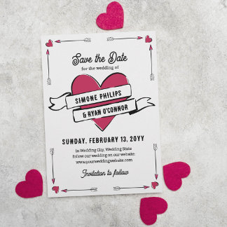 Romantische hartpijlen & lint save the date