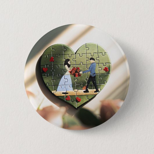 Romantische hartpuzzel Button (Voorkant)